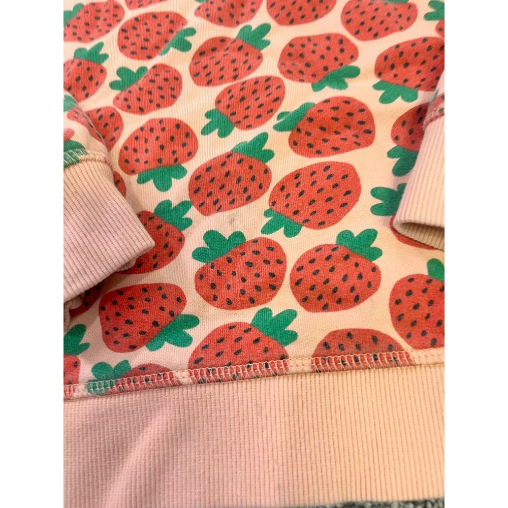 Hanna Andersson Girls 140/10 Peach Strawberry Print French Terry Sweatshirt